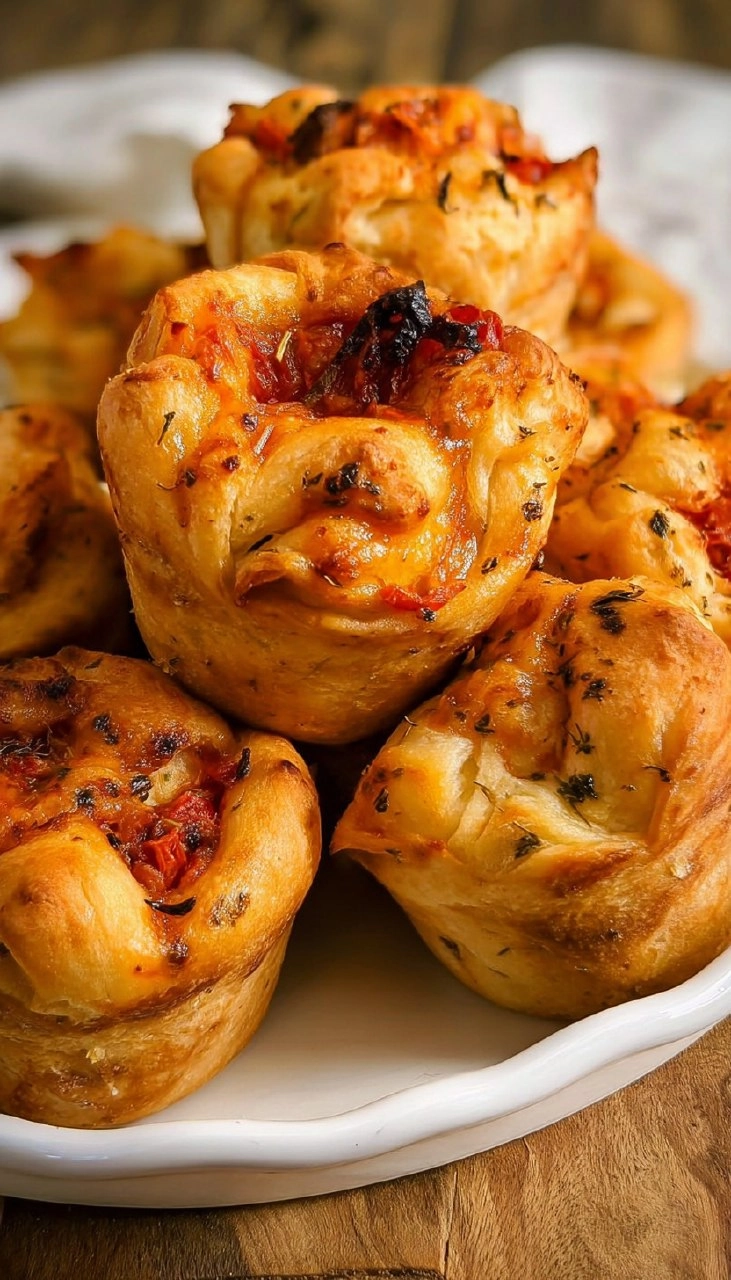 Garlic Tomato Focaccia Muffins