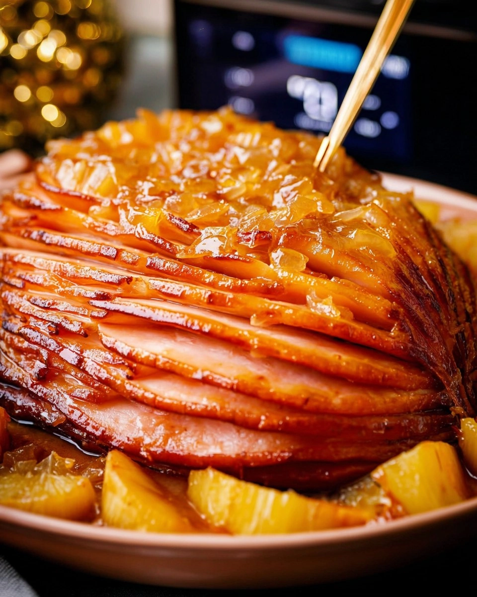 Slow Cooker Pineapple Ham with Brown Sugar Glaze