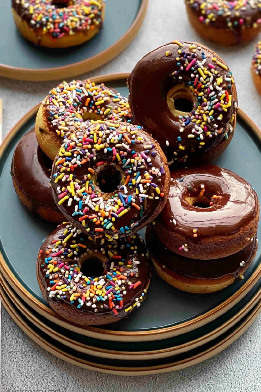 Chocolate Frosted Baked Donuts