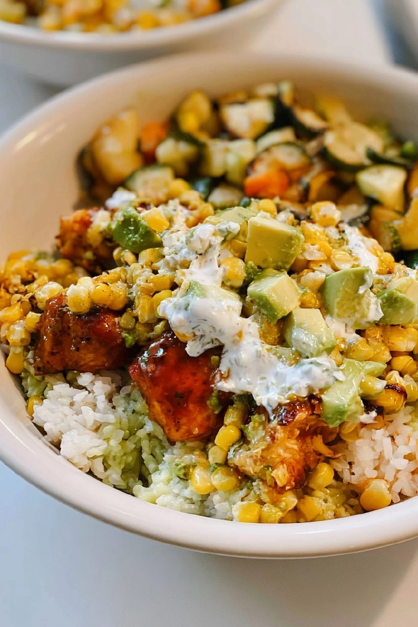 Street Corn Chicken and Rice Bowls